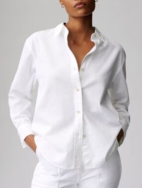 Aritzia Denim Forum Jane White Long-Sleeve Button Up Shirt Large